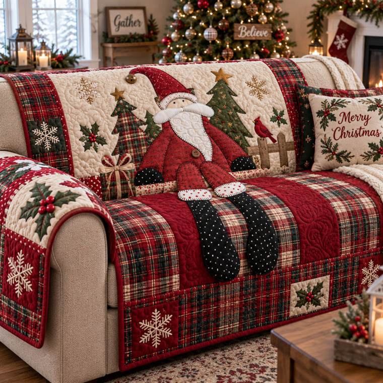 A Timeless Christmas Quilted Sofa Cover SN0PT1029