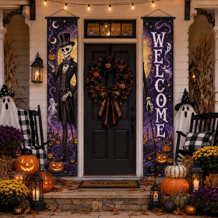 Gothic Skull Manor Welcome Door Banner SN0PT306