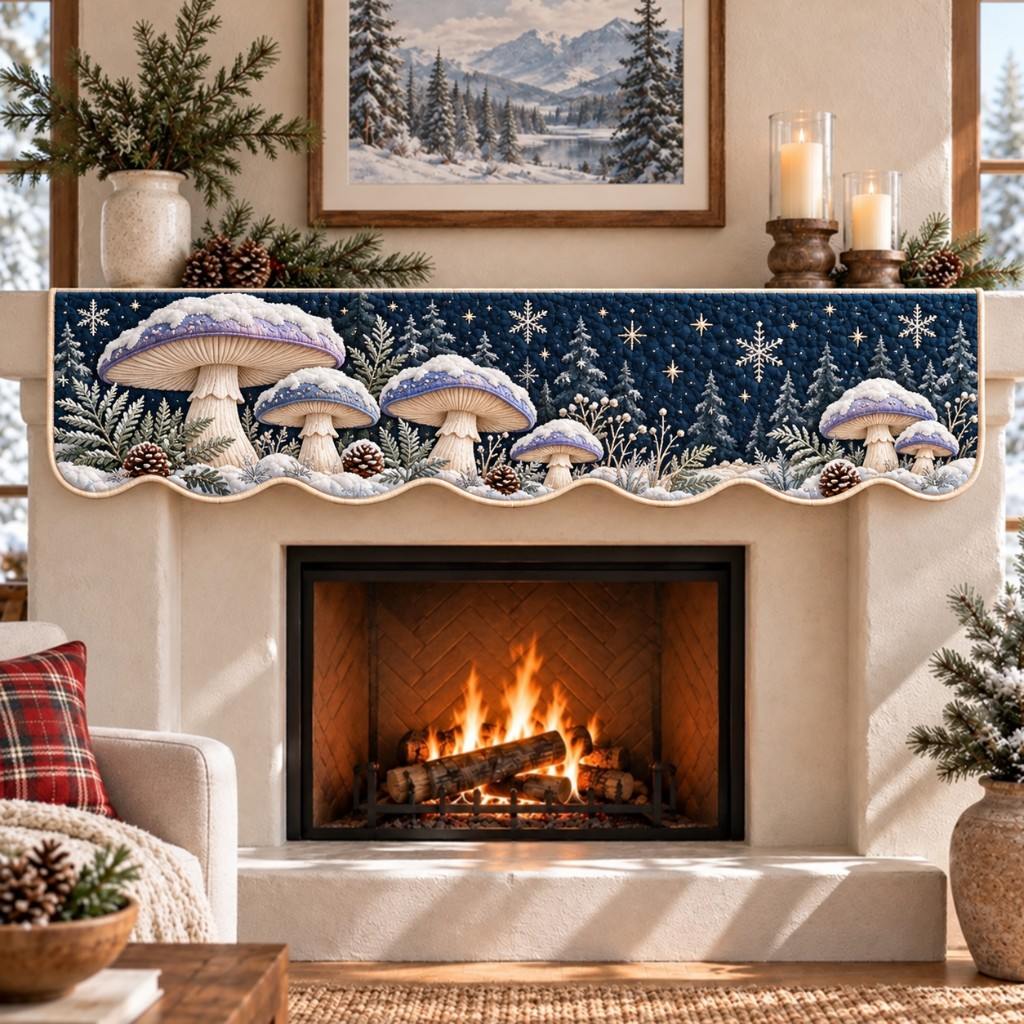 Snowcap Night Quilted Mantel Scarf