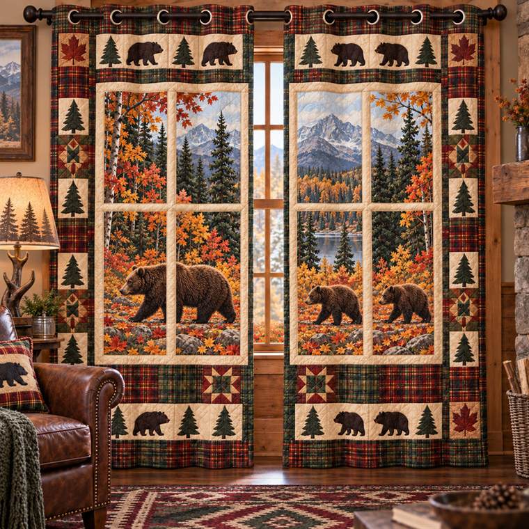 Autumn Bears Quilted Curtains SN0TV735