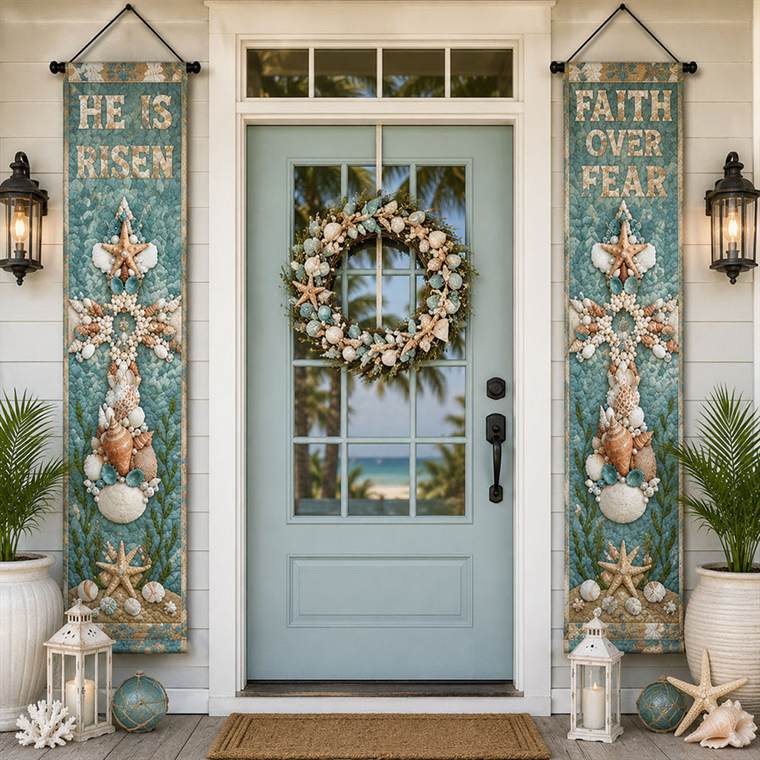 Peaceful Cross Welcome Door Banner SN0PT408