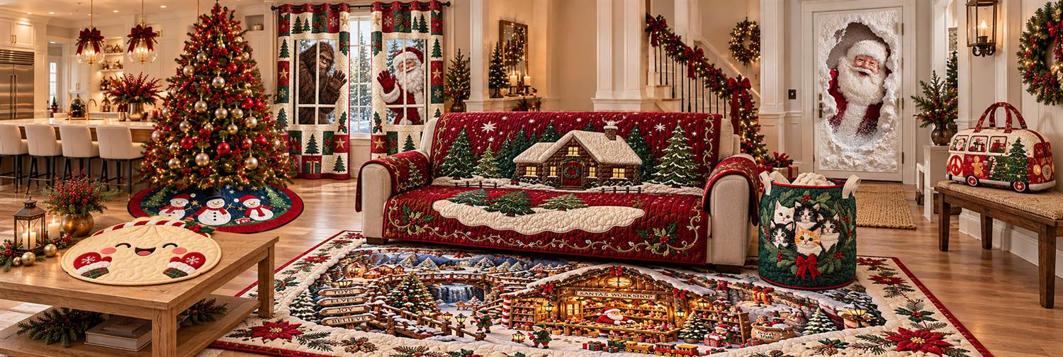 Quilted holiday living room