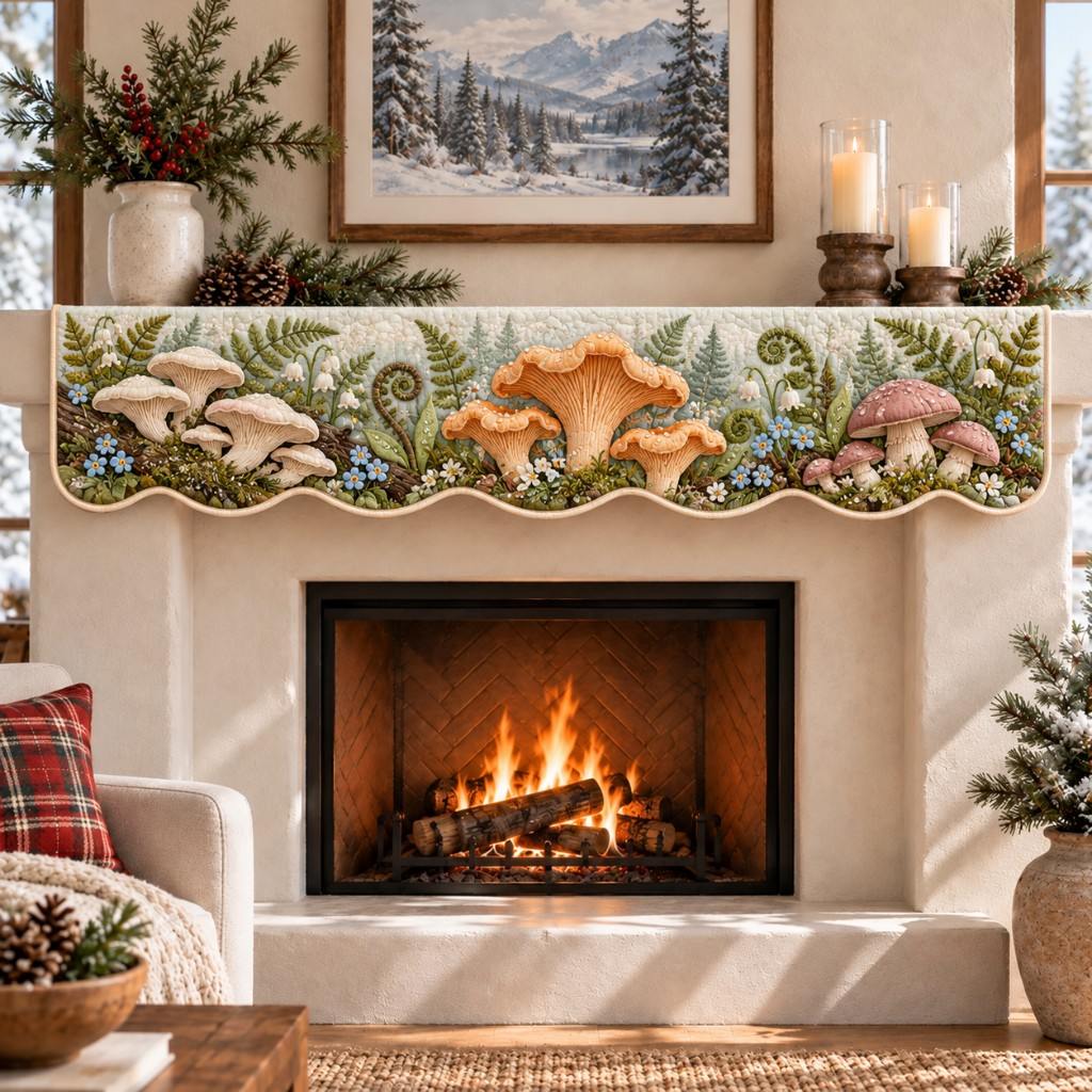 Chanterelle Bloom Quilted Mantel Scarf